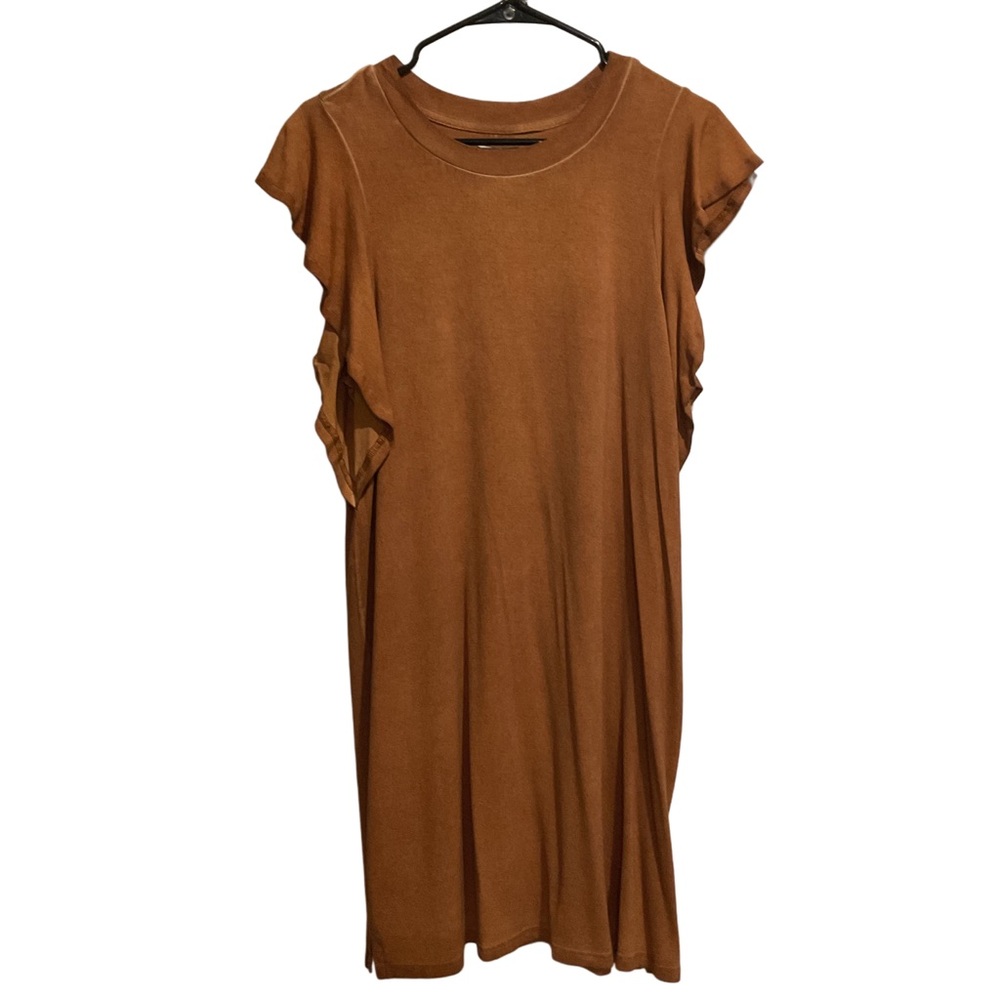 Wonderly Women’s Tank Dress Ruffle‎ Sleeve Brown Washed